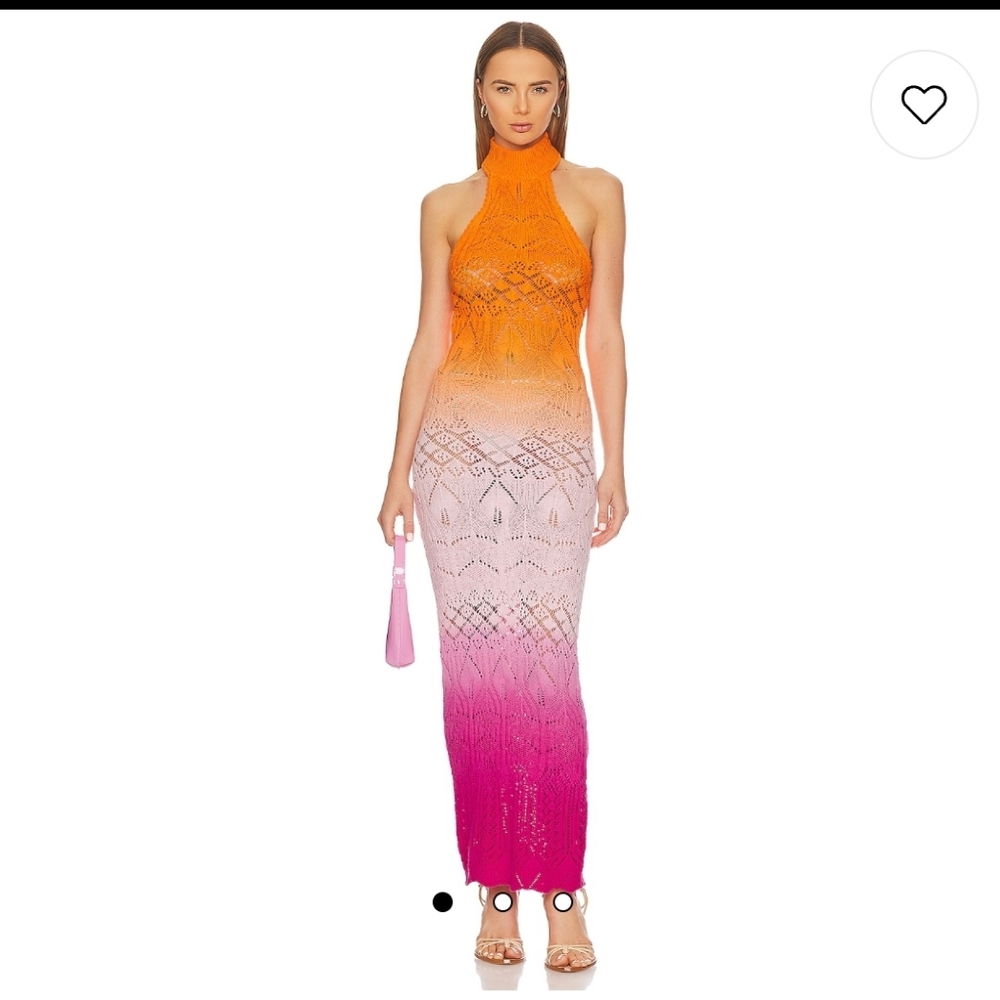 Lovers + Friends Orange to Pink Ombre Halter Maxi Dress